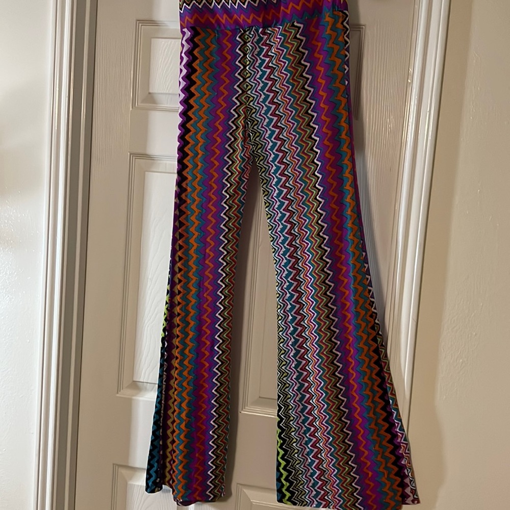70’a style wide leg stretch pants L